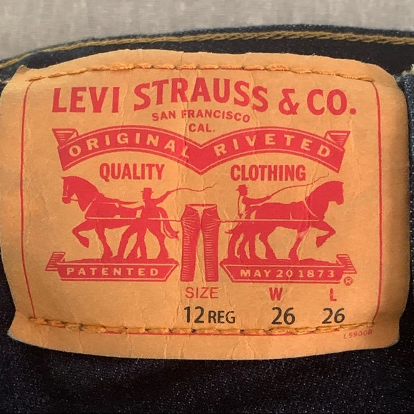 New LEVI’S 512 Slim Taper Boys Dark Wash Jeans Size 12 - Picture 2 of 16
